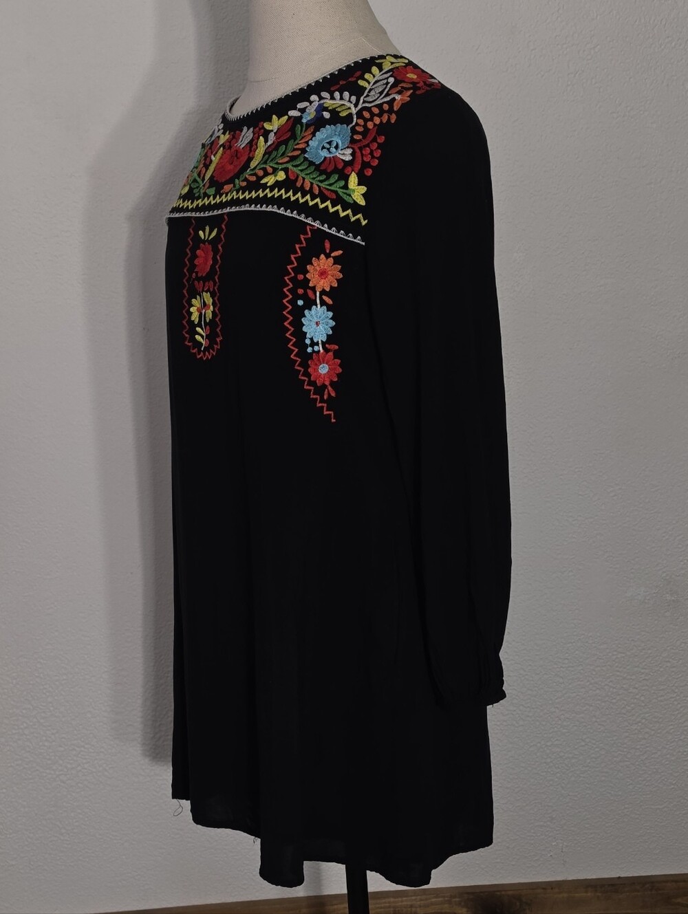 Jodifl Dress Boho Peasant Tunic-Length Black Size S - Picture 5 of 14